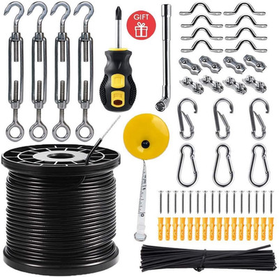 String Light Hanging Kit,Guide Wire for Outdoor String Lights, Shade Sail Hardwa