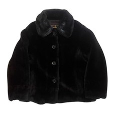 FENDI Modacrylic Polyester Blend Button Down Fur Jacket Black Made in Italy
