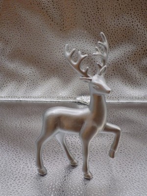 Silver Deer Plastic Deer Christmas Holiday Display Figure Knick Knack Decor