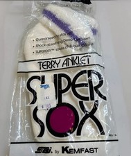 VTG Socks Womens Acrylic White Purple NOS 80s Super Sox Low Ankle Terry USA