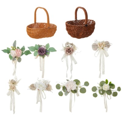 Trendy Woven Floral Baskets Handheld Wicker Pots for Home and Event Decoration