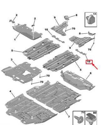 PEUGEOT 208 MK2 P21 Left Deflector Under Front Floor 9823546680  