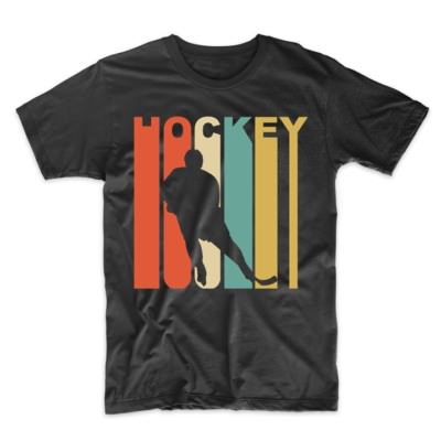Vintage Retro 1970's Style Hockey Player Sports T-Shirt