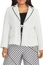 Rachel Roy Jacket White Blazer Black Piping Women Sz L NEW NWT 381