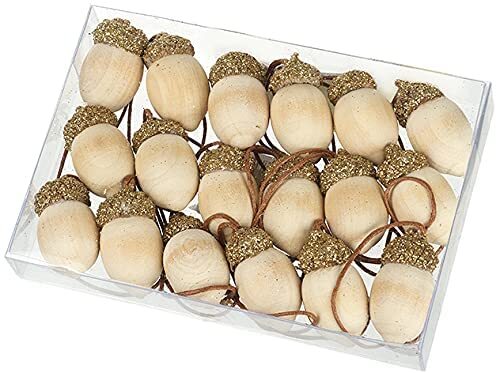 Heaven Sends Set of 18 Golden Glitter Acorns Hanging Decoration - Christmas Tree