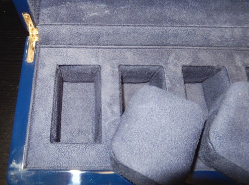 BLUE LACQUER INLAID DESIGN EDGES FOUR PIECE WATCH ORGANIZER JEWELRY BOX - 第 10/12 張圖片
