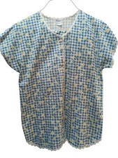 Carole vintage New no tag S Small pajamas shorts button top blue check flowers