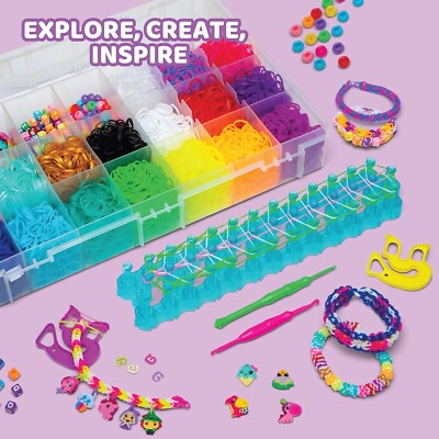 Rainbow Loom Loomi-Pals MEGA Set 60 Assorted Charms 5600 Color Bands Carry Case