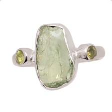 Natural Green Amethyst Rough Peridot 925 Silver Ring XD1 Jewelry s.7 CR74951