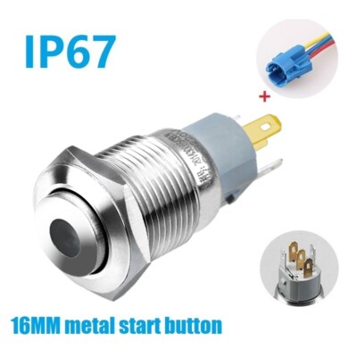 16mm Double Color1NO1NC High Head Dot Led stainless steel power start car switch