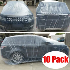 10pcs Clear Plastic Universal Car Rain Cover 22' x 12' Temporary Disposable