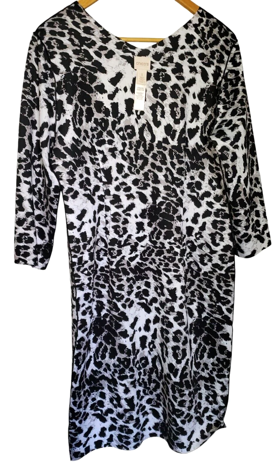 VETEMENTS Abito tubino CHICO'S taglia Med paisley reversibile stampa animalier metà business causa