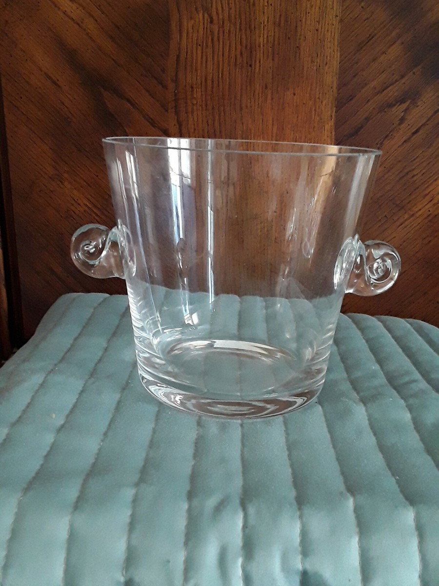 TIFFANY & CO. CLEAR GLASS CRYSTAL ICE BUCKET WITH SCROLL
