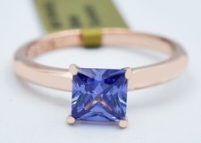 LAB CREATED  0.90 Cts AAA TANZANITE RING 14K ROSE GOLD PLATED (.925) - NWT