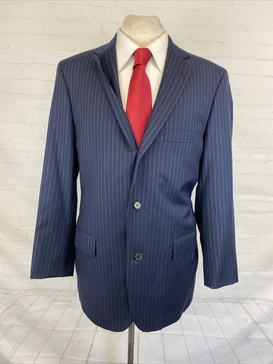 Vitale Barberis Canonico J.Press Dark Navy Blue Striped Blazer 42L