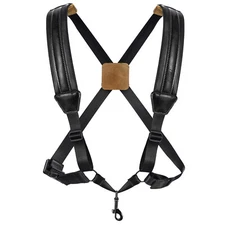 Saxophone Harness Double Shoulder Adjustable Sax Strap with Soft Leather Padded