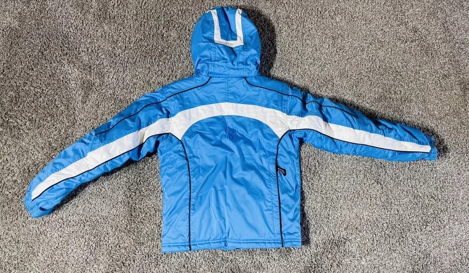 Chaqueta Spyder Niños Niñas Talla 12 Grande Azul Invierno Abrigo Capucha Cremallera Completa 2094 Foto 4 de 4