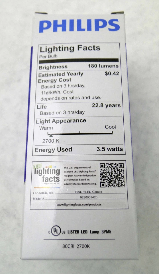 Philips 3.5W = 25W Equivalent, Soft White (2700K) F15  Dimmable LED Light New - Image 3 of 4