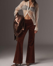 Anthropologie Pilcro Pull-On Retro Flare Velvet Jeans Brown Flared Size 32 NWT