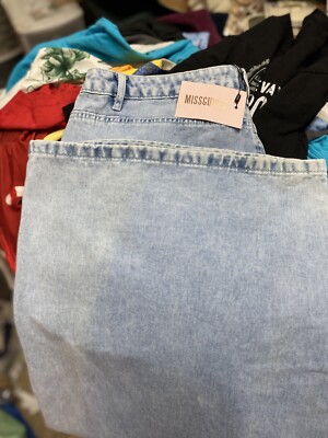 Missguided baggy boyfriend jeans womens high rise blue denim