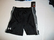 New Under Armour sz 2T solid black and gray with logo boys elastic waist shorts