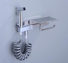 Stainless steel Bidet Shower Spray Chrome Cold Valve Faucet Combine Paper Holder