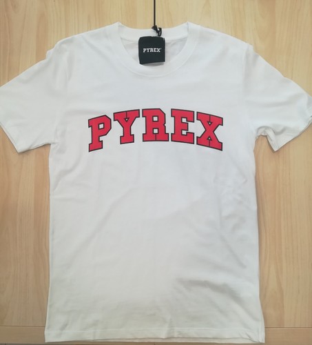 PYREX T-SHIRT UOMO DONNA BIANCA LOGO ROSSO MANICHE CORTE - 34250 | eBay