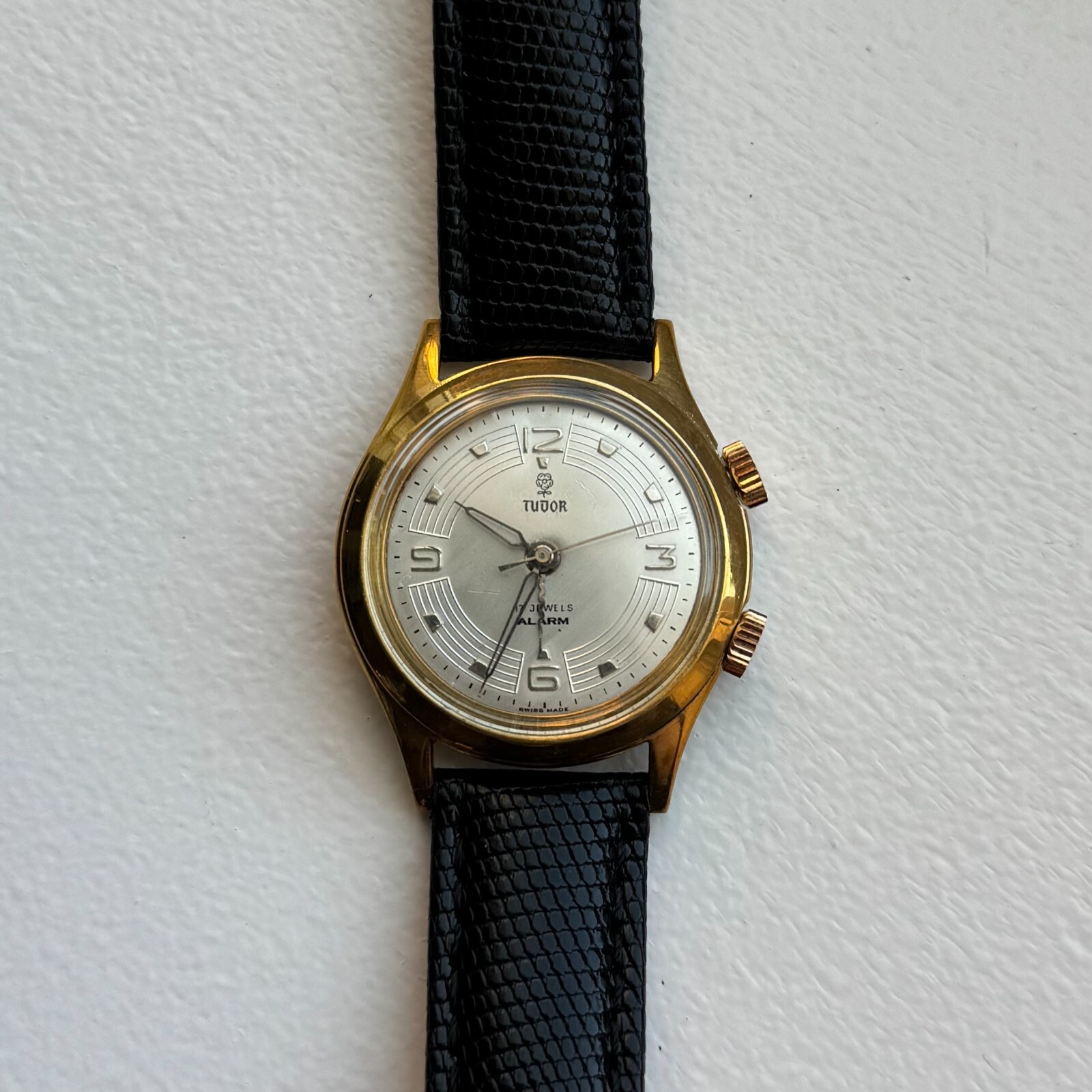 Vintage Tudor Manual Alarm Watch with Gold Plated Case Recently Serviced