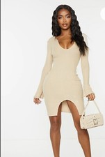 Pretty Little Thing | Ribbed Split Sleeve Bodycon Dress NWT Size 12