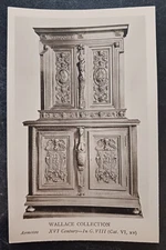 vtg art postcard Wallace Collection XVI Century Armoire v old unposted England