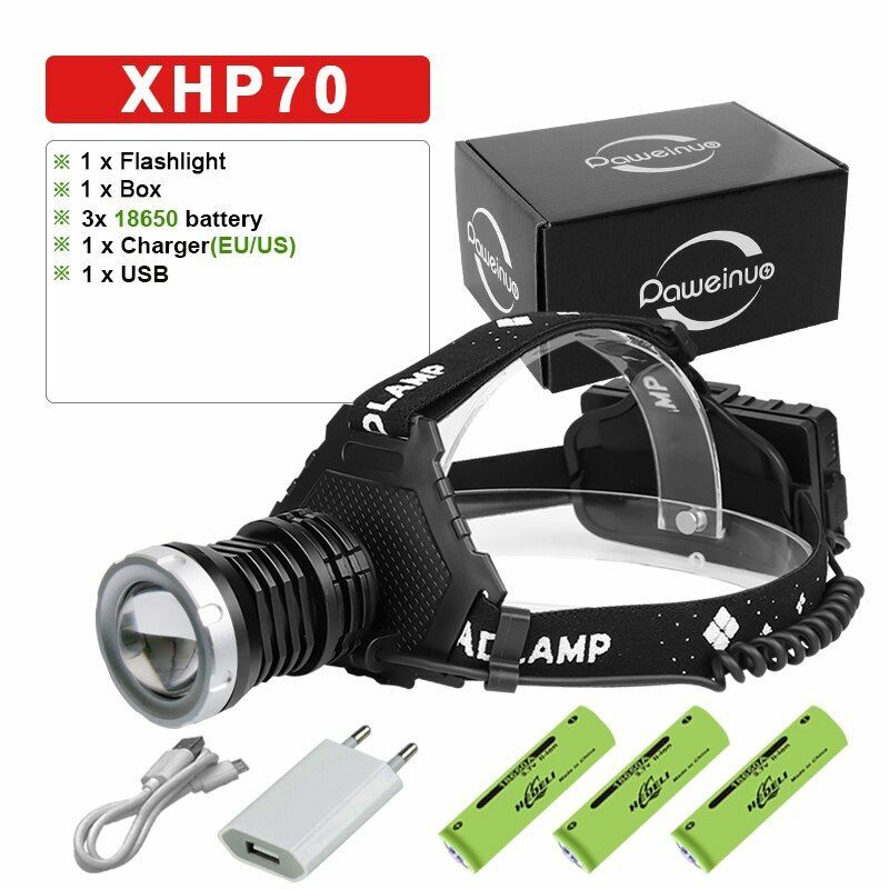 LED Headlamp USB Rechargeable Super Bright Torch Lights Powerful Headlight XHP90 Natychmiastowa dostawa tanio