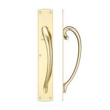 Fulton & Bray Cast Brass Large Pull Handle with Backplate - Right Handed - 457 x
