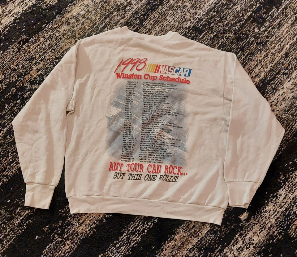 Vintage 90s Nascar Sweatshirt Mens Sz Large Racing Winston Cup Tour 1998 Sweater - Image 3 of 4