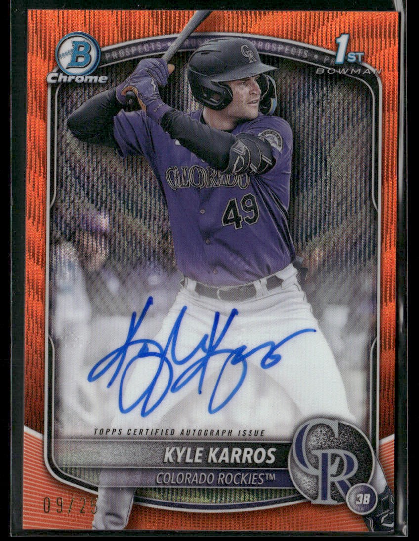 2025 Bowman Chrome Kyle Karros #CPA-KK Orange Wave 09/25 1st Bowman Auto (BT)