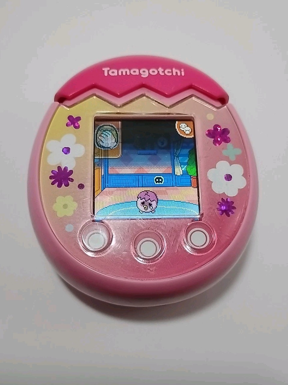Bandai 2020 Tamagotchi Pix Floral Pink Handheld Device, Tested & Works