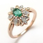 14k Rose and White Gold Genuine Diamond and Emerald European style Ring #R733 — photo 1