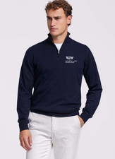 Cadillac Racing Quarter Zip Pullover Sweater Slim Fit Casual Knit Jumper