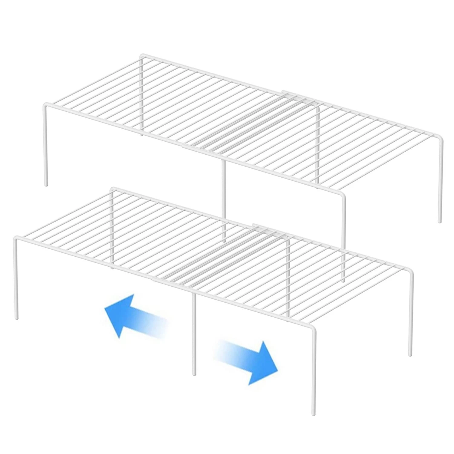 Kitchen Cabinet Expandable Shelf Organizers Set of 2, Adjustable Metal Wire P...