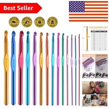 Vibrant 14-Pc Aluminum Crochet Hook Set   Perfect for All Your Projects 