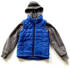 Alpine Design Hoodie Puffer Vest Boys 6-7 Blue Gray Full Zip Outdoor Jacket