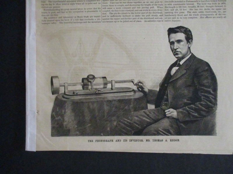 1878 THOMAS EDISON INVENTOR PHONOGRAPH SCARCE ILL's SCIENTIFIC AMERICAN