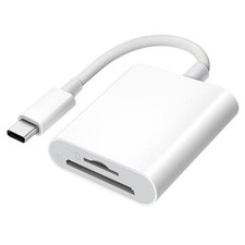 USB C SD Card Reader for iPhone 15 16/iPad/MacBook/Mac, USB-C Type C SD 2 port