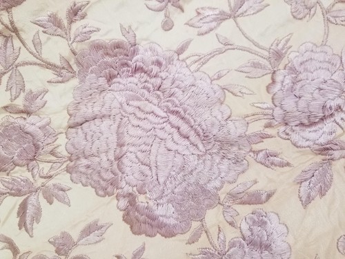 Vintage Traditional Chinese Floral Embroidered Silk Piano Shawl 127x116cms - Picture 7 of 12