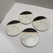 Chic & Tonic - Set Of 4 Coaster - Marble Theme With Gold Accent
