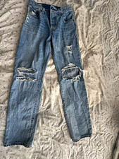 Levi's 501 Premium 90s Light Wash Distressed Button Fly Straight High Rise