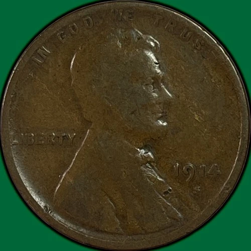 1914-S Lincoln Wheat Cent Very Good VG Coin #33637