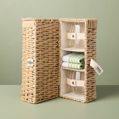 Hearth & Hand with Magnolia Romantic Picnic Bottle & 2 Glass Carrier Set NWT
