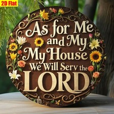 Metal Sign As for Me and My House We Will Serve the Lord Scripture Wall Decor