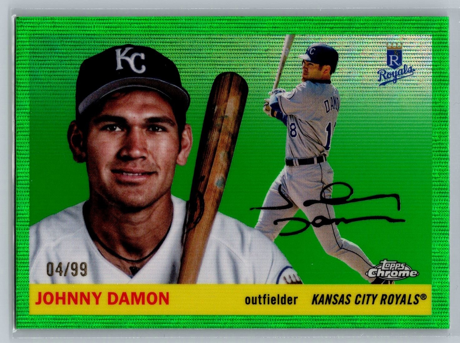 2025 Topps Chrome Platinum Johnny Damon Green Wave Refractor #/99 #475 Royals