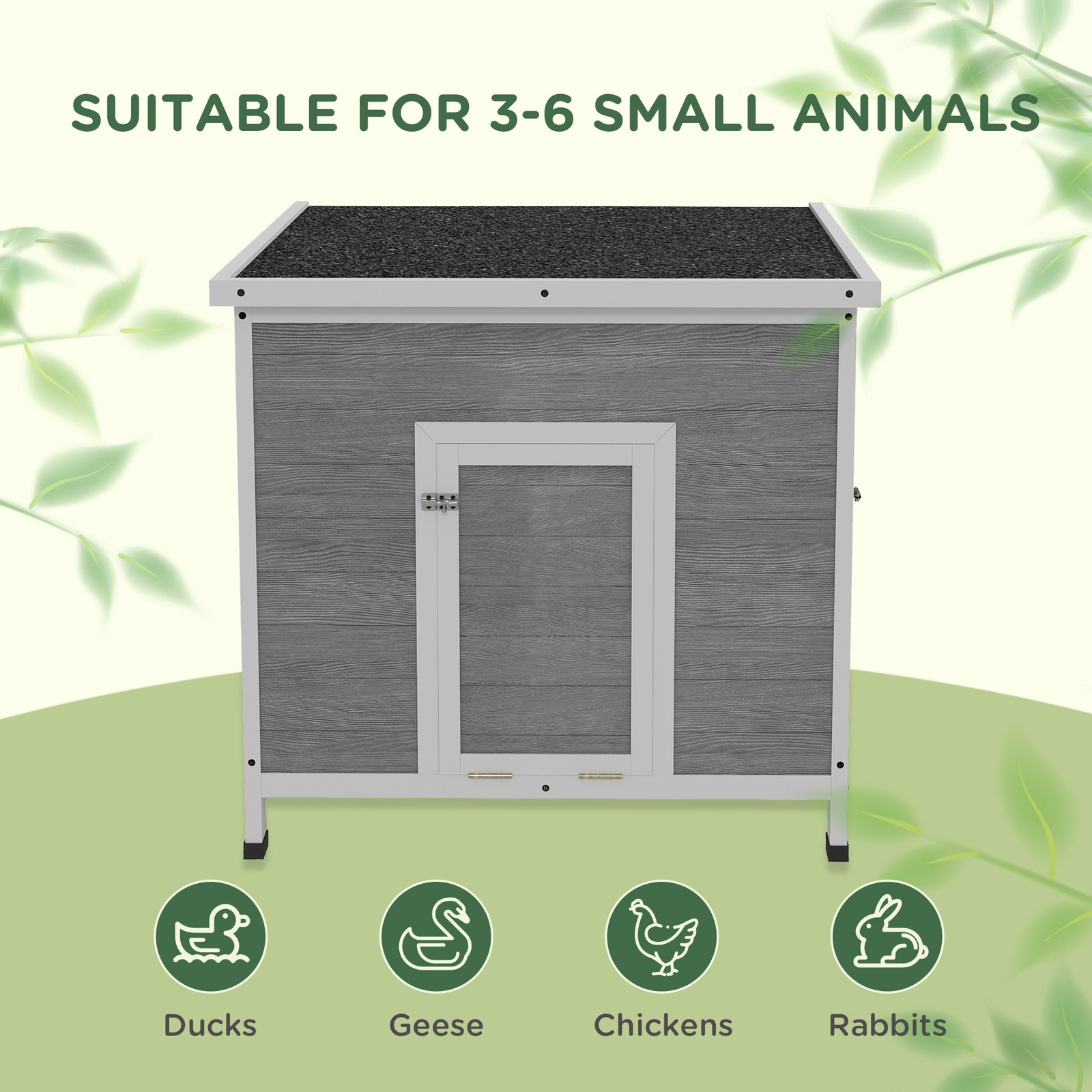 Duck Coop for 3-6 Ducks, Chickens, Geese, Rabbits, 30" x 38" x 30"